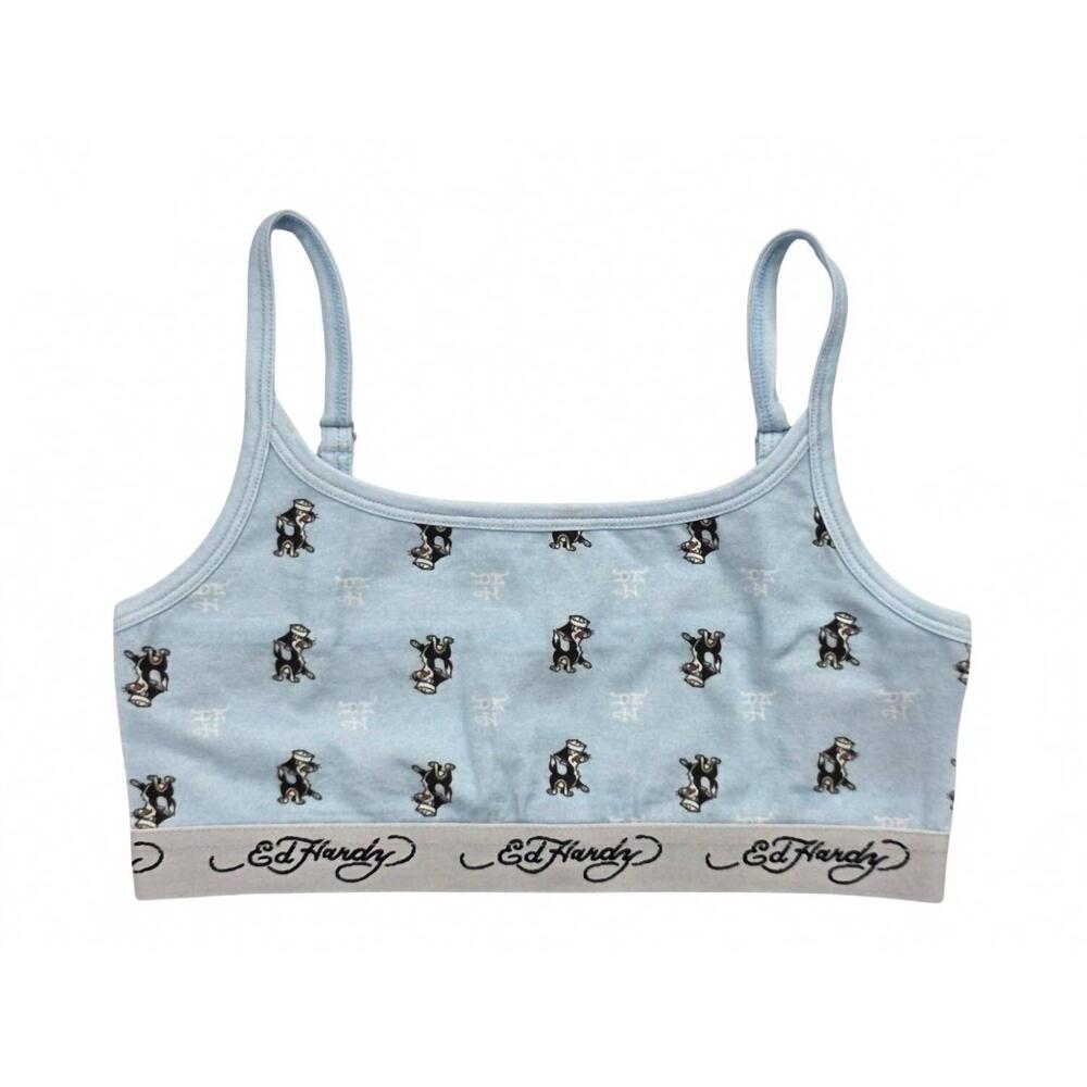 NEW ED HARDY women's sailor cat elastic brallete in baby blue